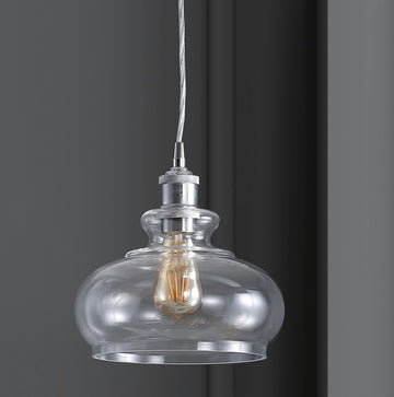 Wyatt 9.5" Adjustable Drop Pharmacy Metal/Glass LED Pendant - JONATHAN Y